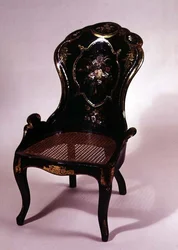 Silla con asiento de caña partida y decoración de nácar, c.1840-50